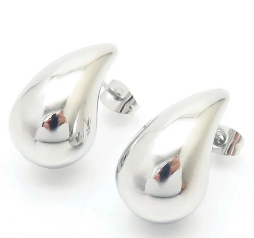 Aretes Gota Grandes Plateado
