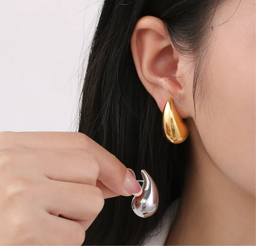 Aretes Gota Grandes Plateado