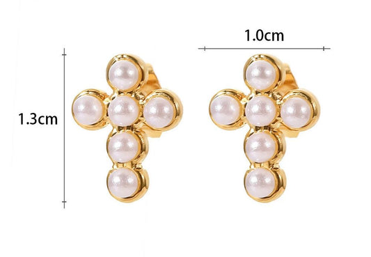 Aretes Cruz Perlas