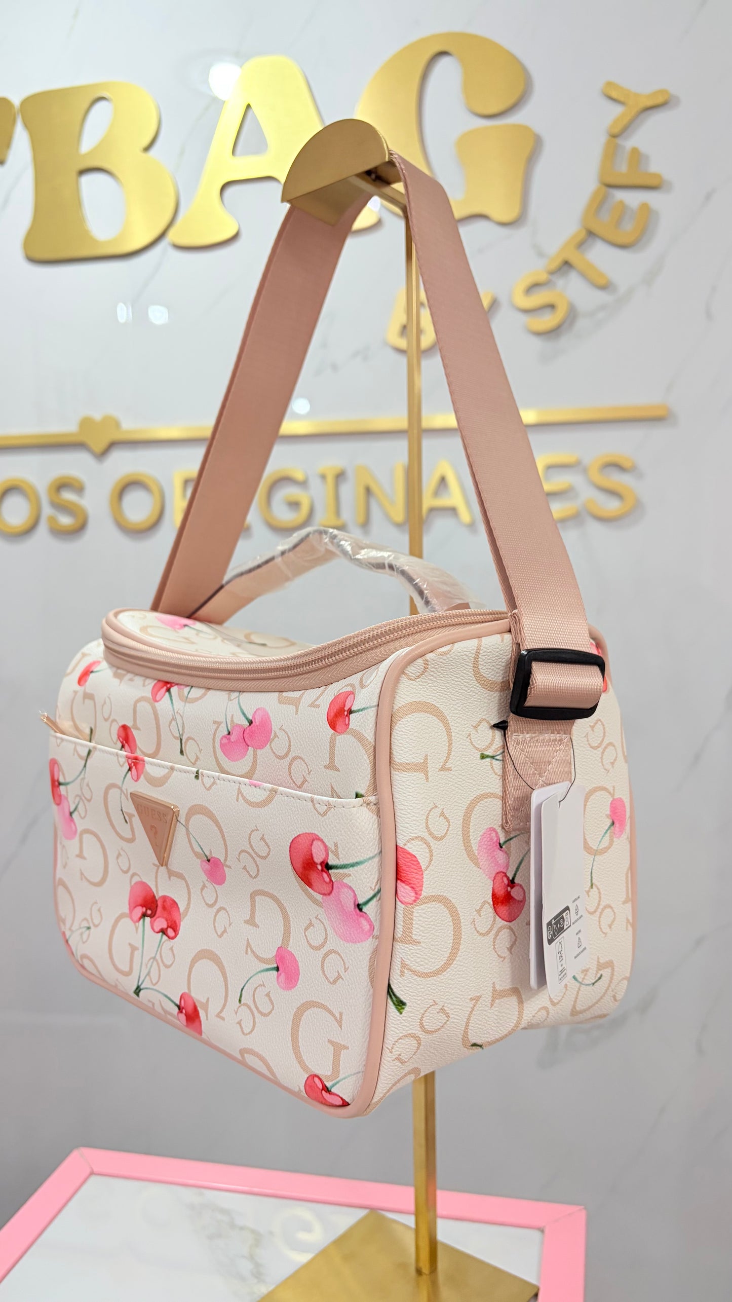Lonchera Blanca Y Beige Con Cerezas🍒 Guess