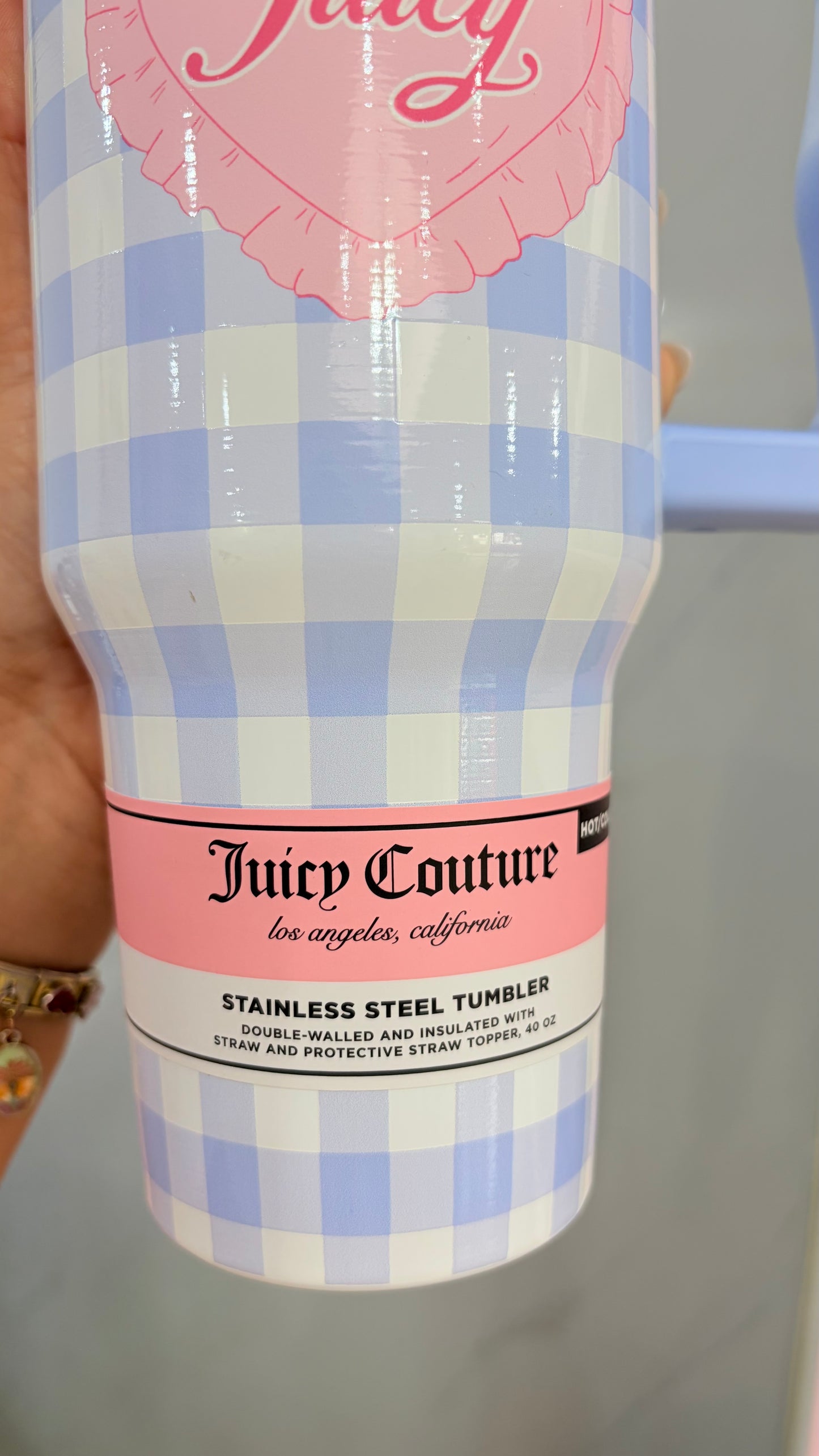 Termo Cuadros Azul Y Blanco 1180ml Juicy Couture