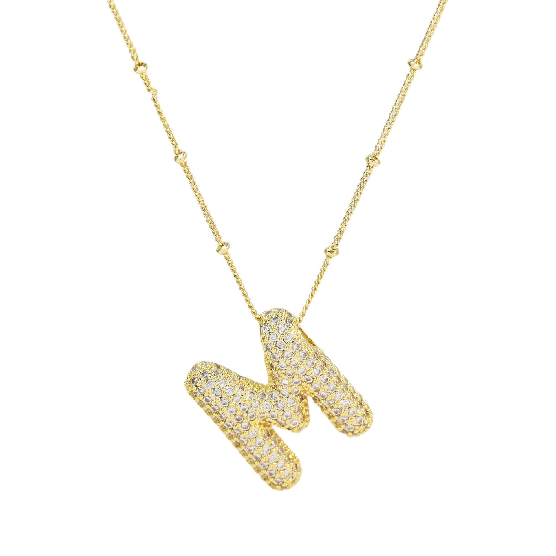 Collar Inicial Grande Brillos Oro Laminado