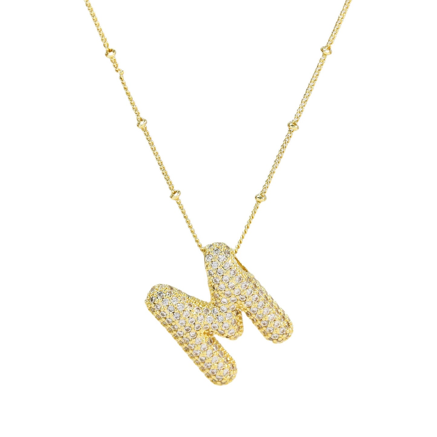 Collar Inicial Grande Brillos Oro Laminado