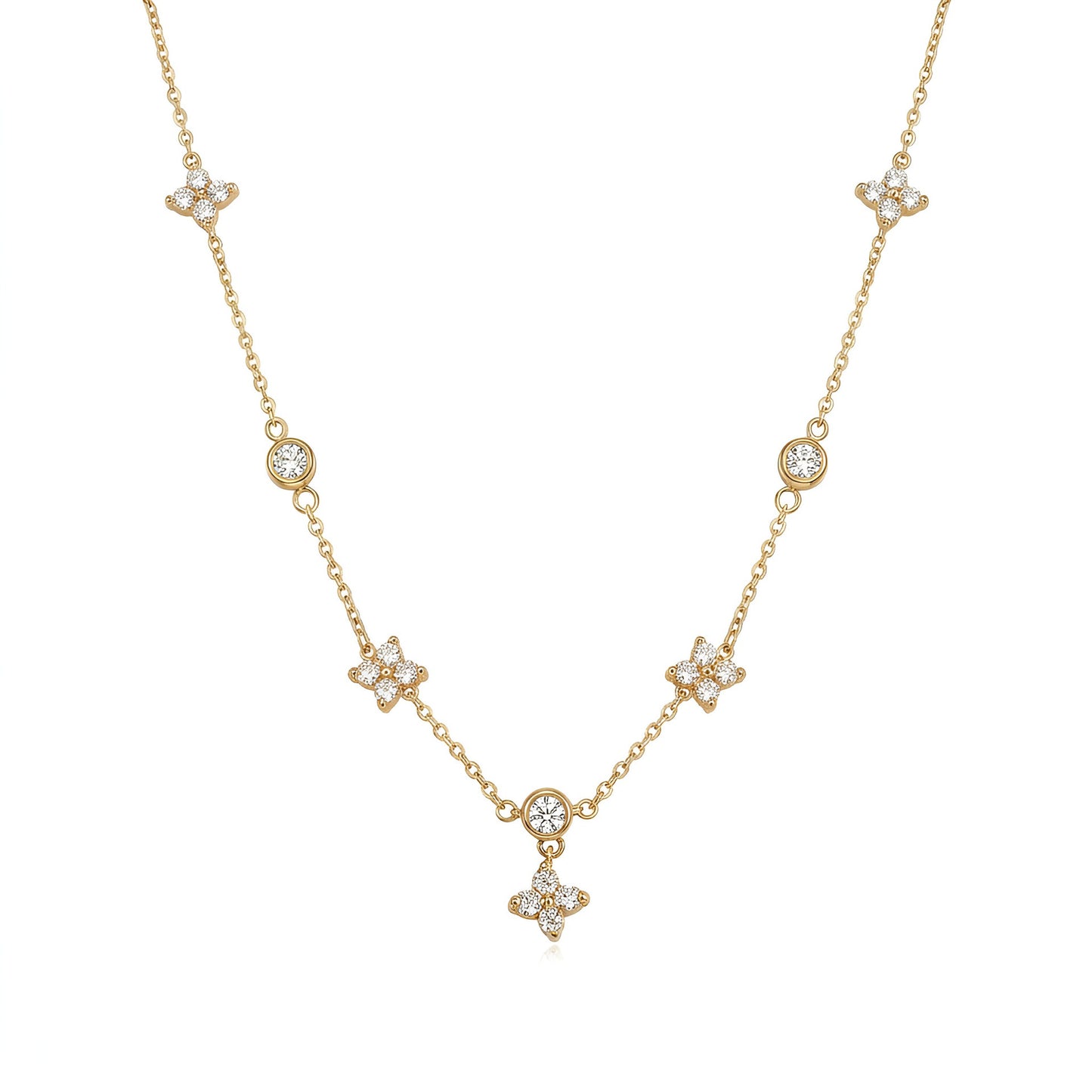 Collar Flores Con Piedras