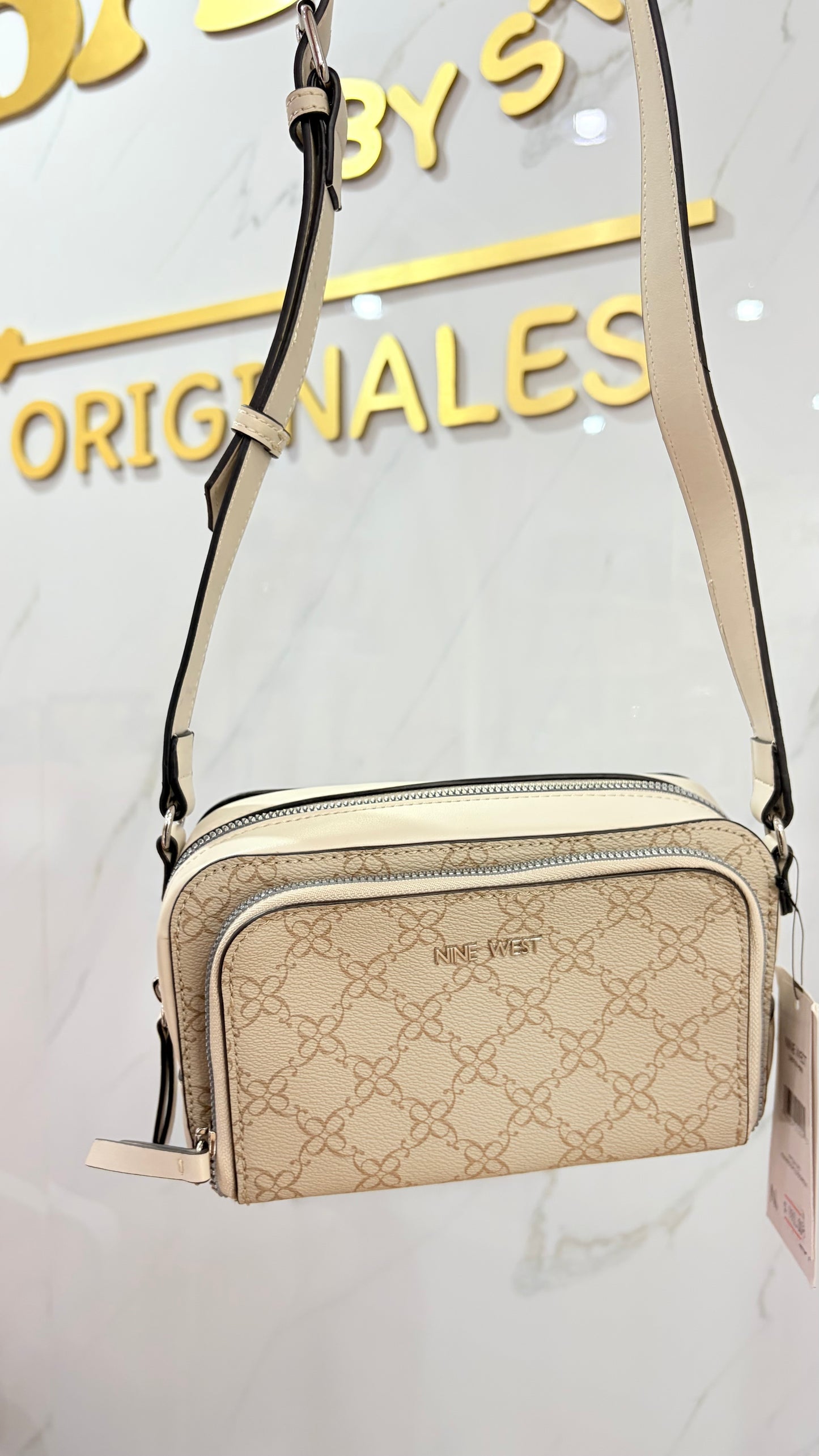 Bolsa Dama Crossbody Beige Y Blanco Nine West