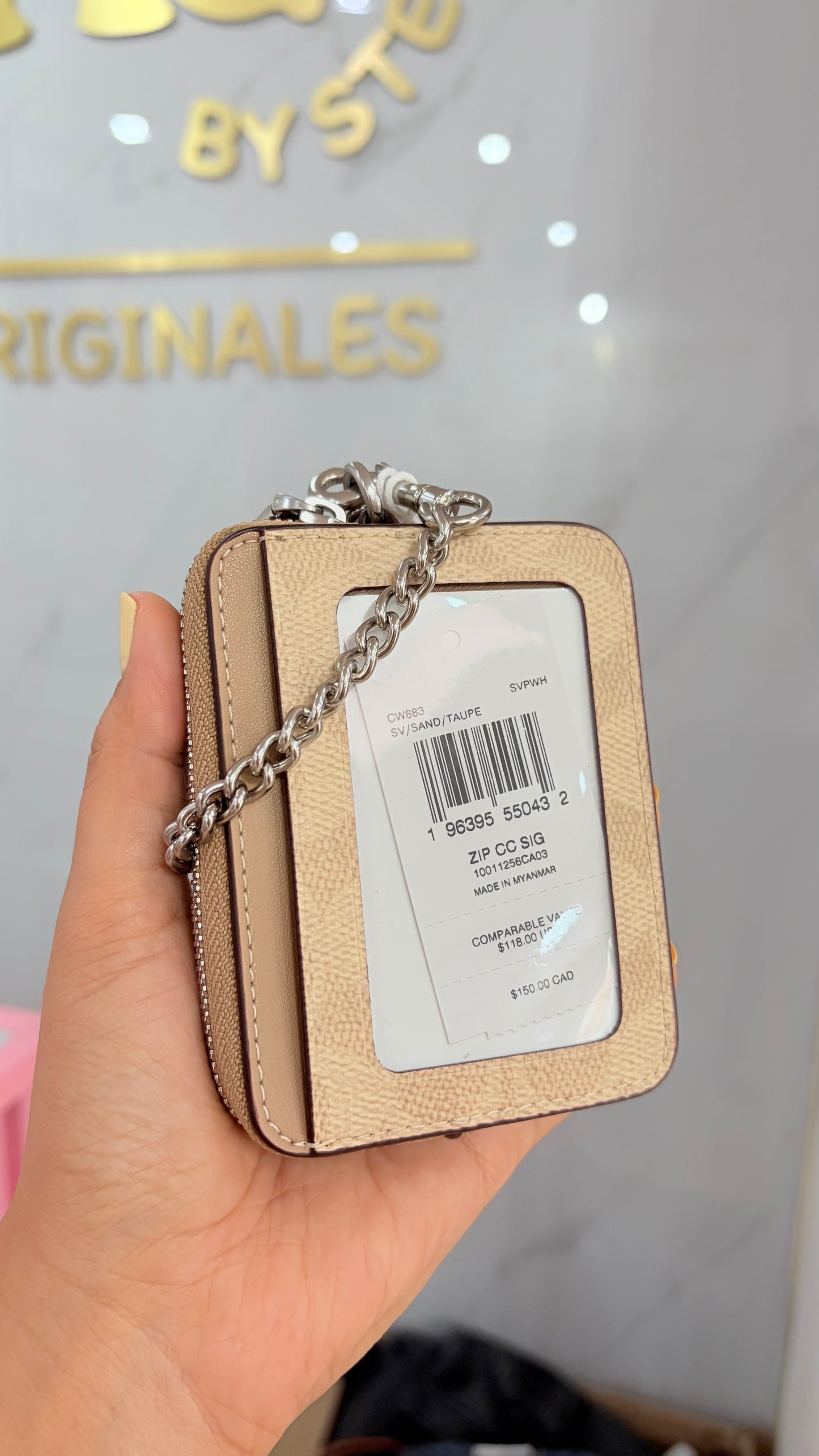 Zip Card Case Beige Y Caqui Coach