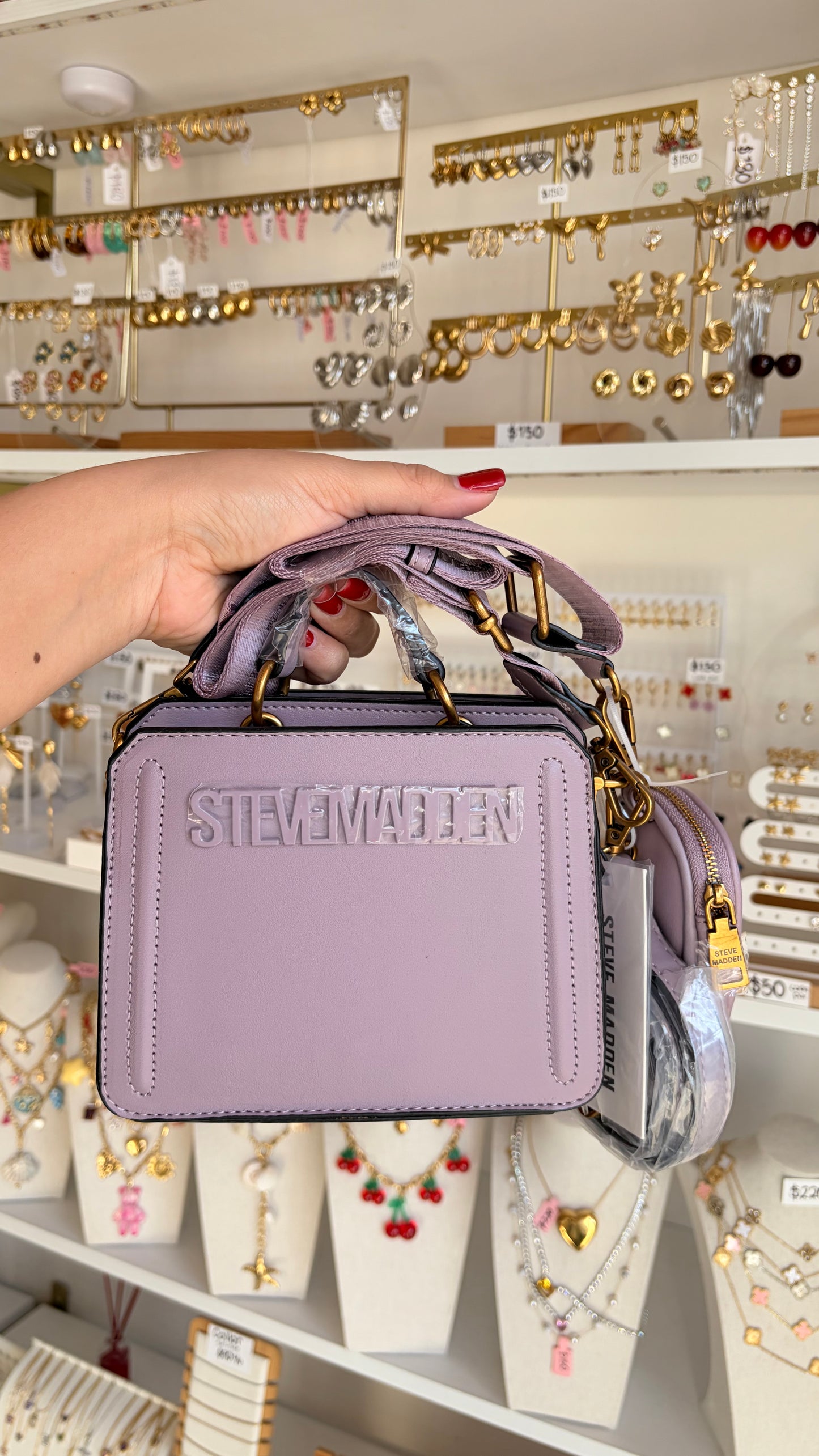Bolsa mini morado metálico Steve Madden