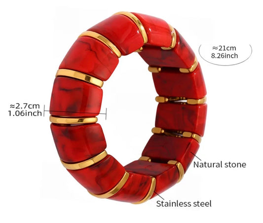 Brazalete Maxi Orugas Piedras Rojo