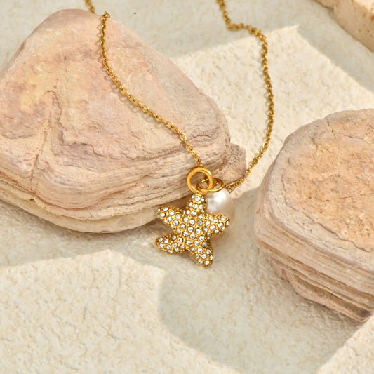 Collar Mar Estrella Con Perla
