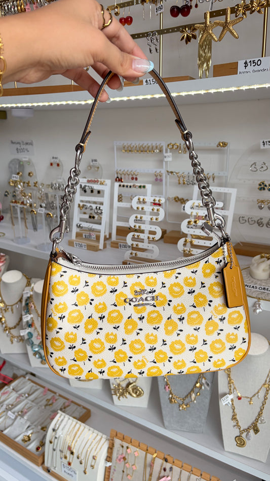 Bolsa Dama Teri Mediana Flores Amarillas Coach