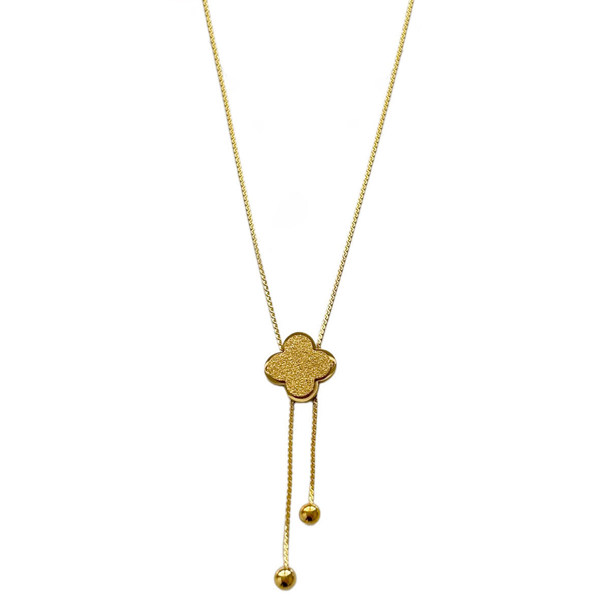 Collar Largo Trébol Dorado