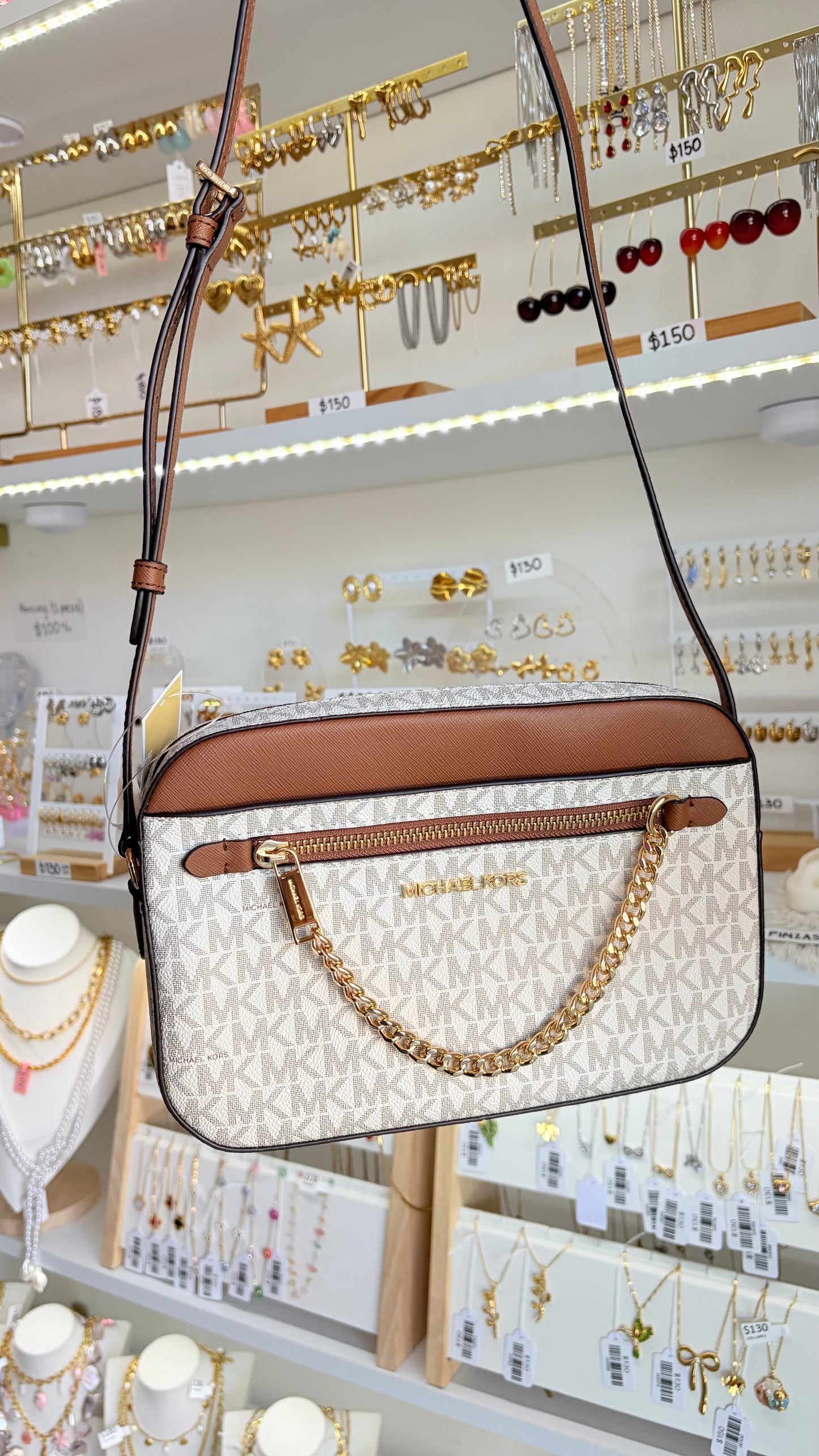 Bolsa Dama Vainilla Y Marrón Michael Kors