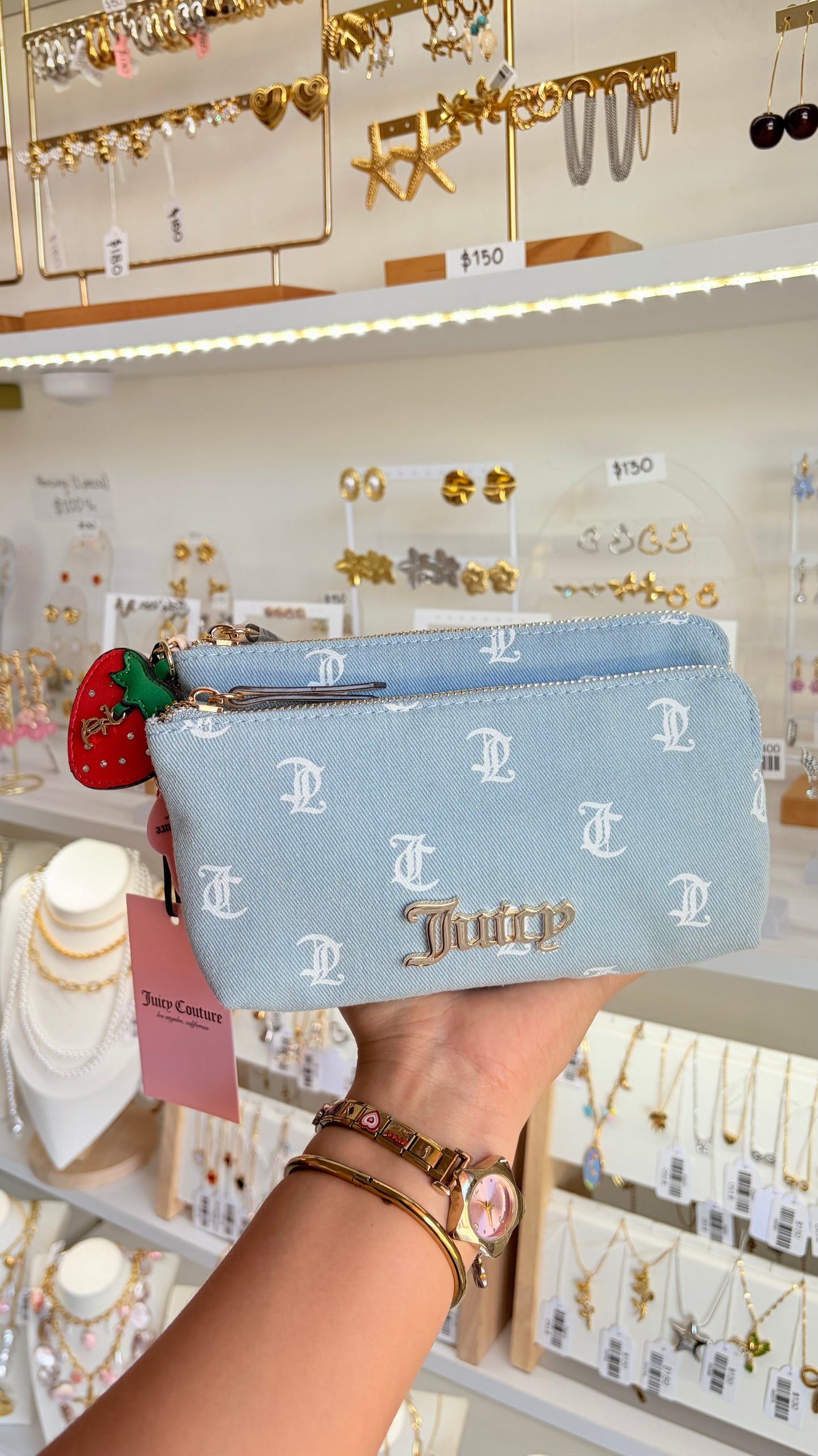 Muñequera Doble Jean Con Fresa Juicy Couture