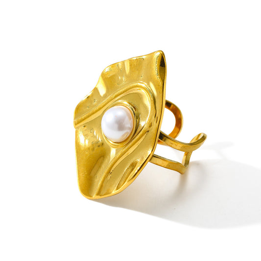 Anillo Hoja Y Perla