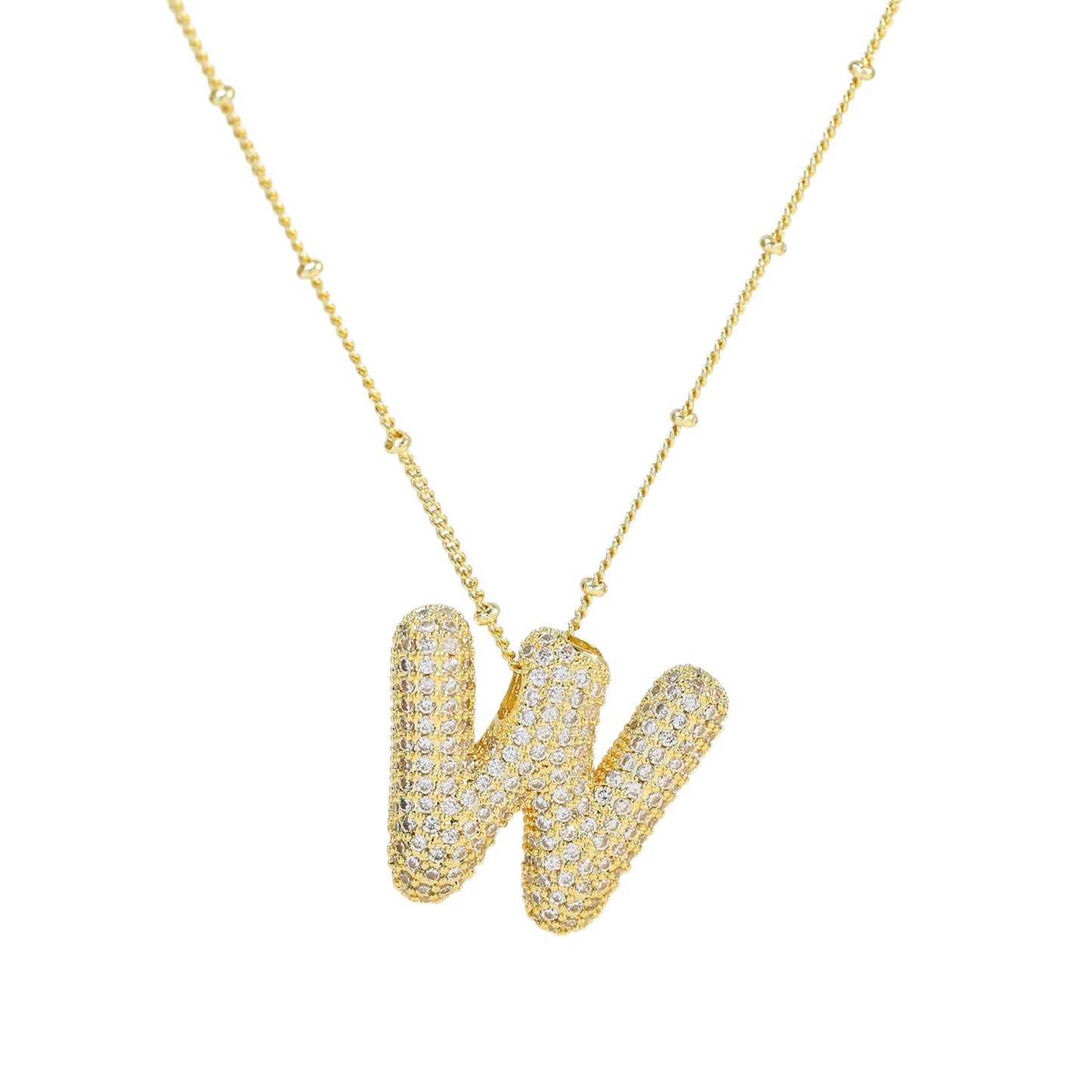 Collar Inicial Grande Brillos Oro Laminado