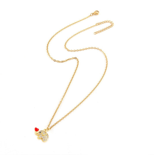 Collar Elefante Con Corazón Rojo