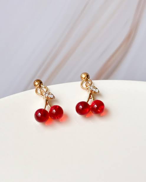 Aretes Cerezas Rojo