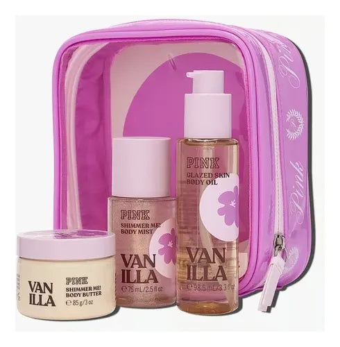Set Vainilla 3 Piezas Body Mist Shimmer, Body Oil Y Crema PINK