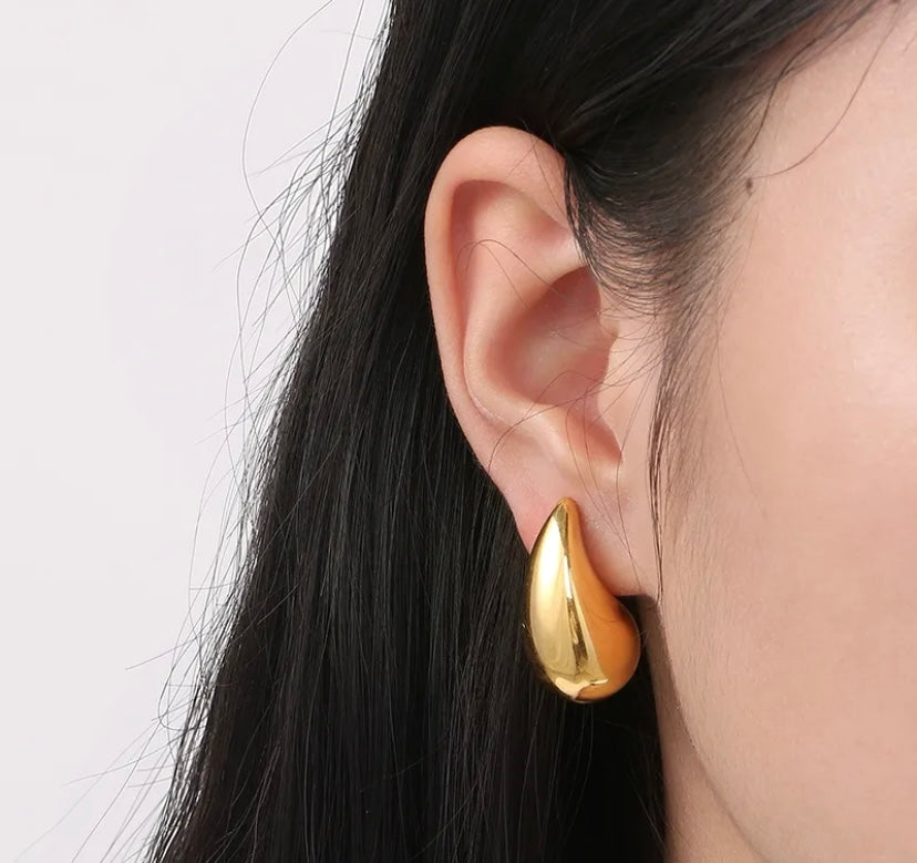 Aretes Gota Grandes Dorados