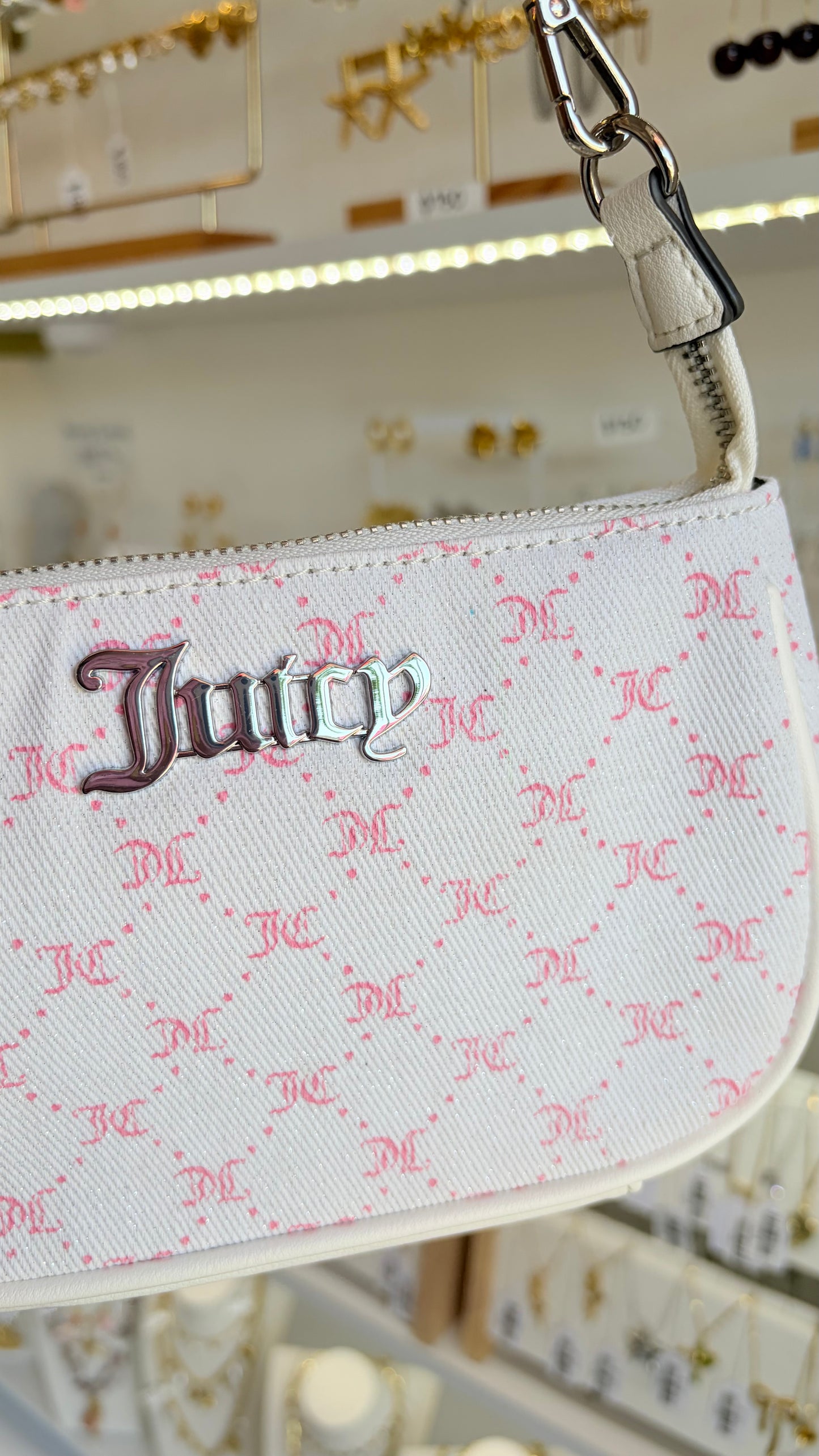 Bolsa Blanca Y Rosa Con Brillos Juicy Couture