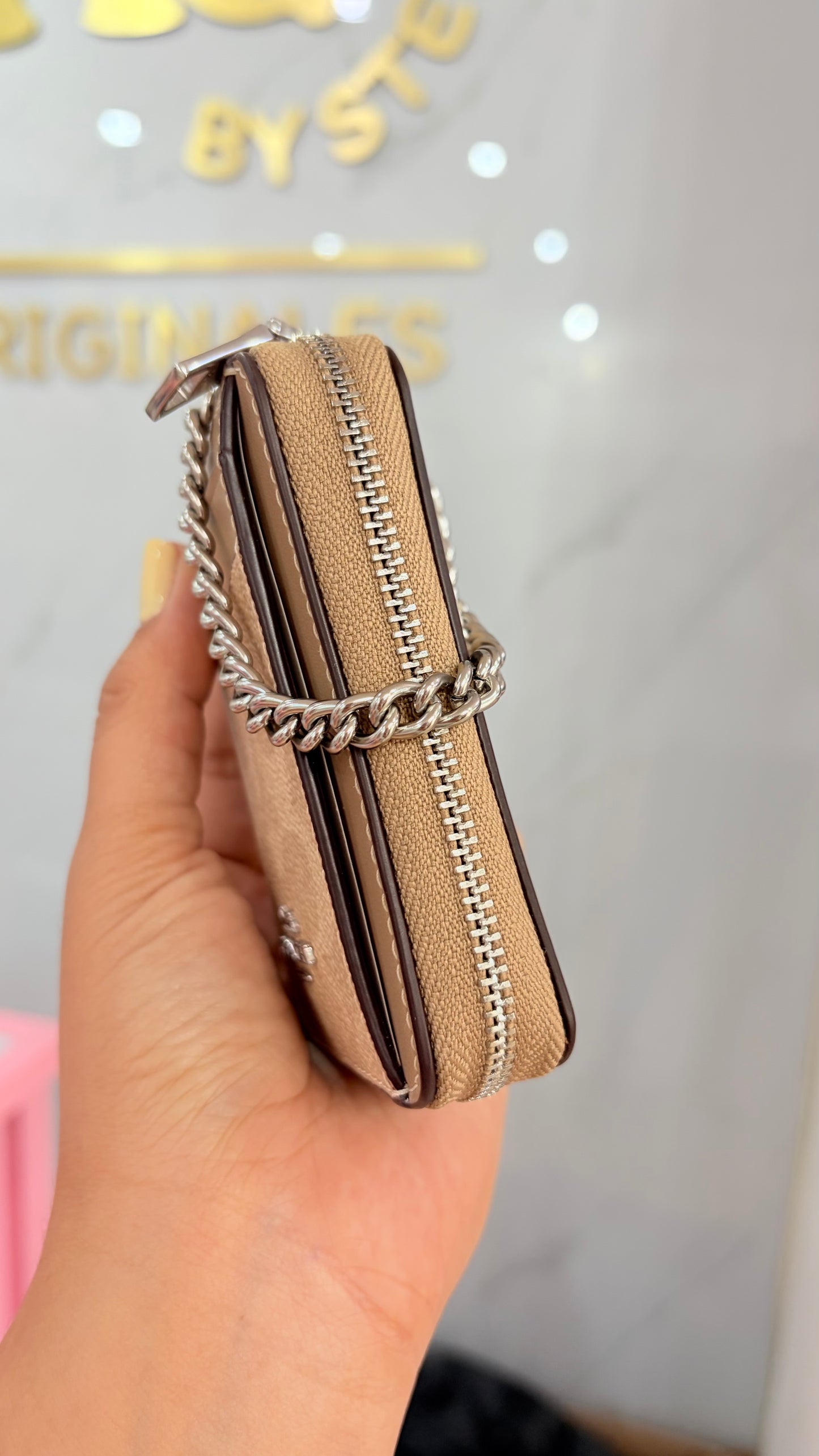 Zip Card Case Beige Y Caqui Coach