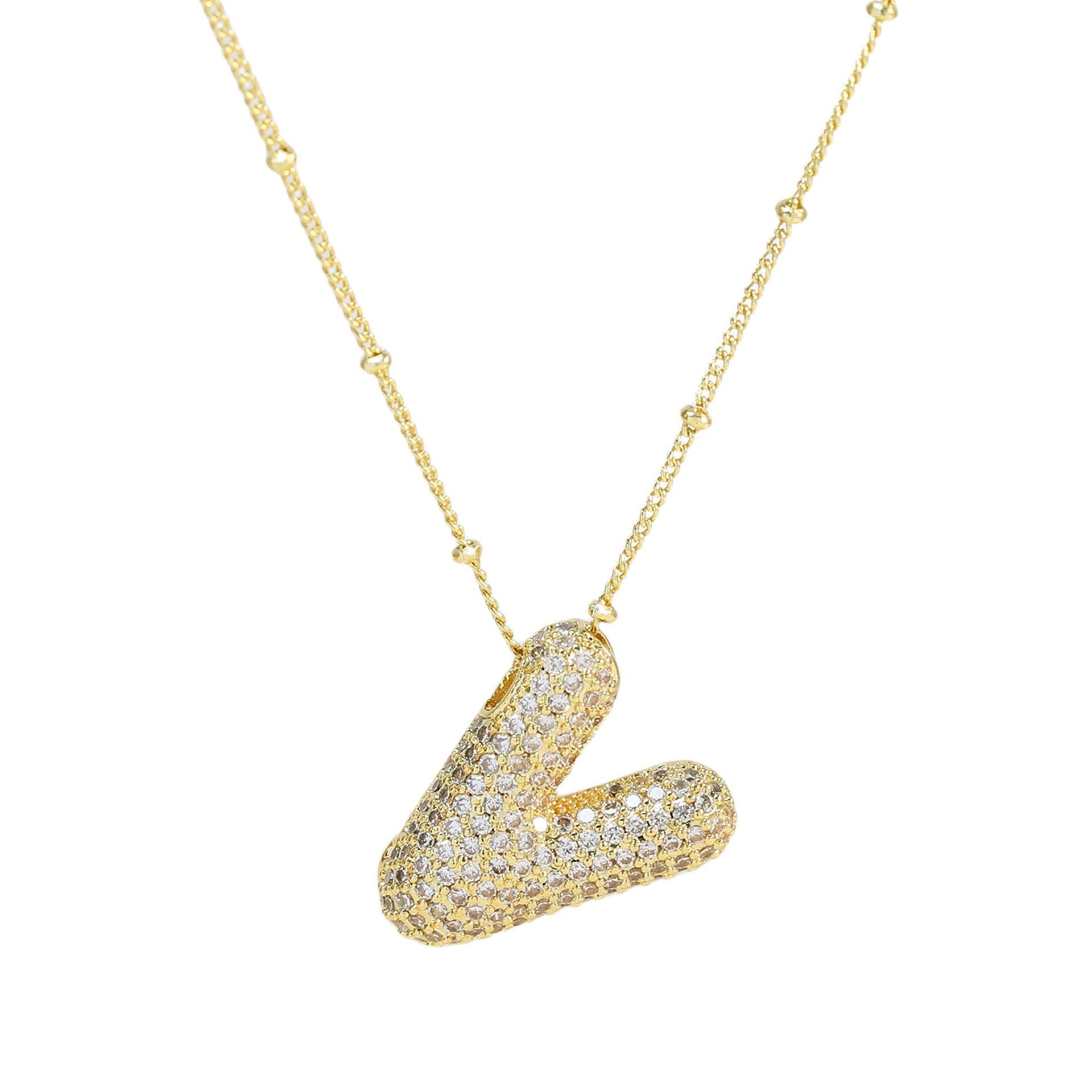 Collar Inicial Grande Brillos Oro Laminado