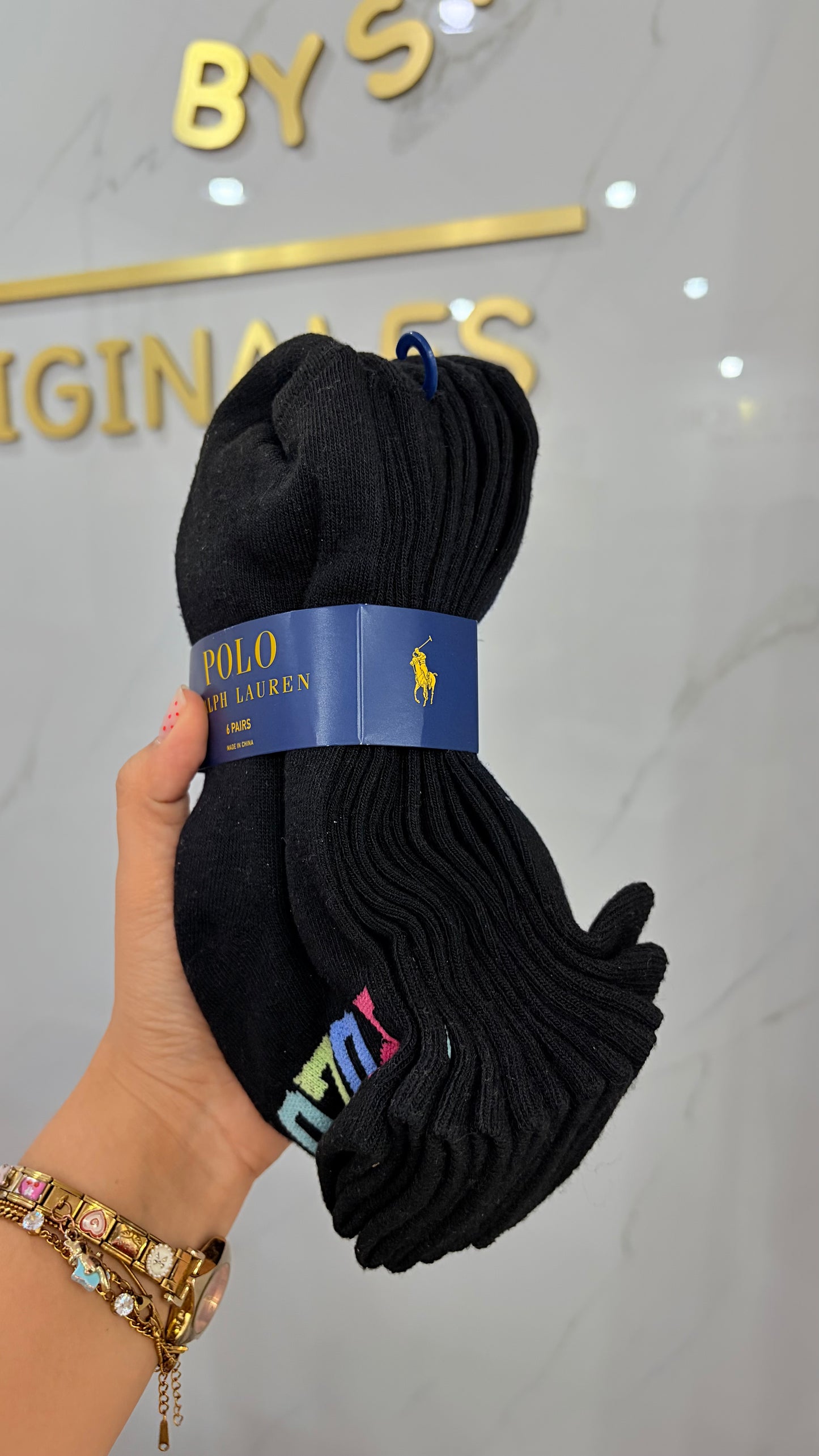 Calcetas Dama Negras Letras Colores Polo Ralph Lauren