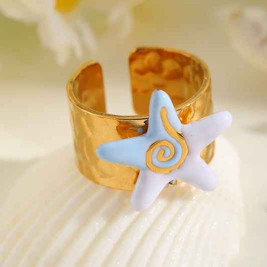 Anillo Estrella Azul Y Blanco