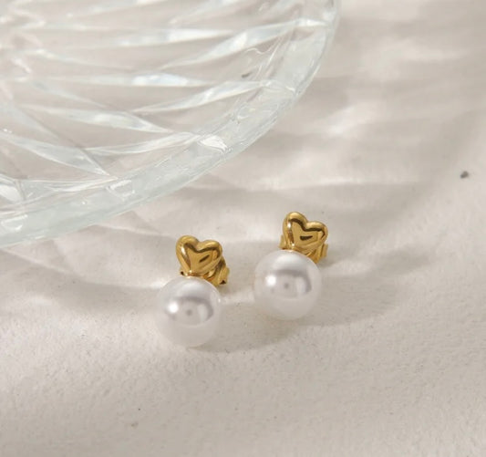 Aretes Perla Corazón