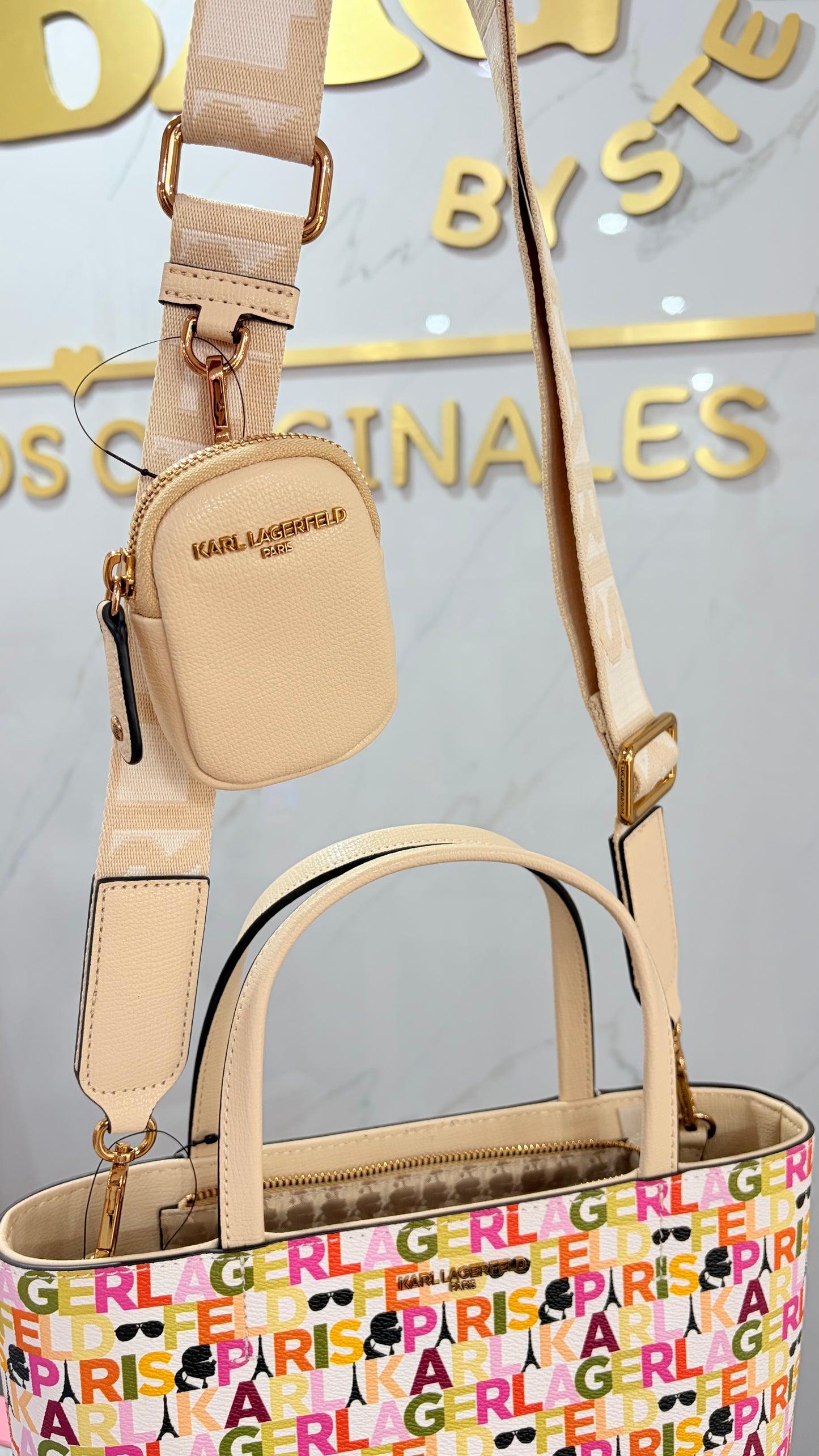 Bolsa Dama Crossbody Beige Y Colores Karl Lagerfeld