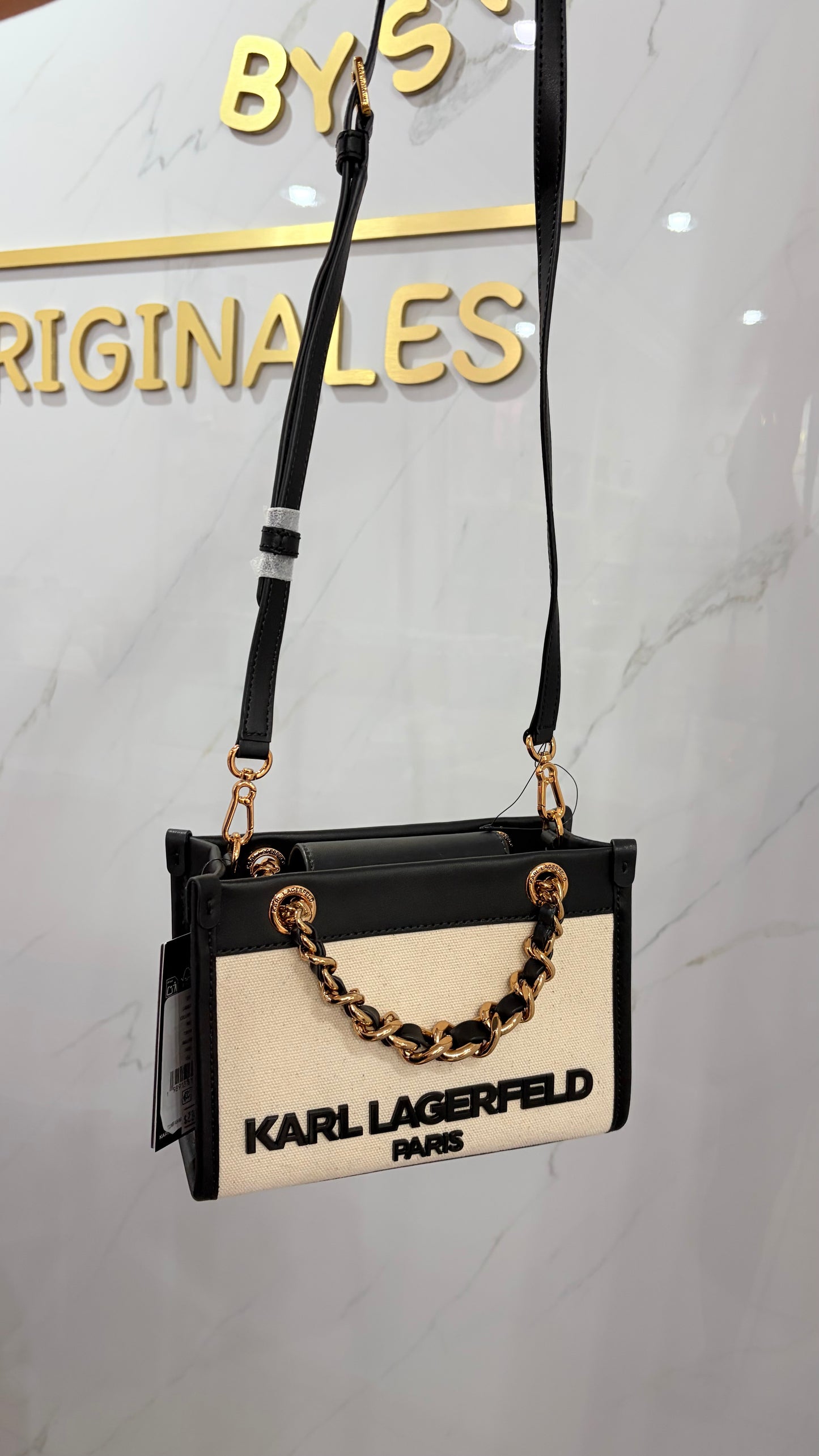 Bolsa Dama Beige Y Blanco Karl Lagerfeld