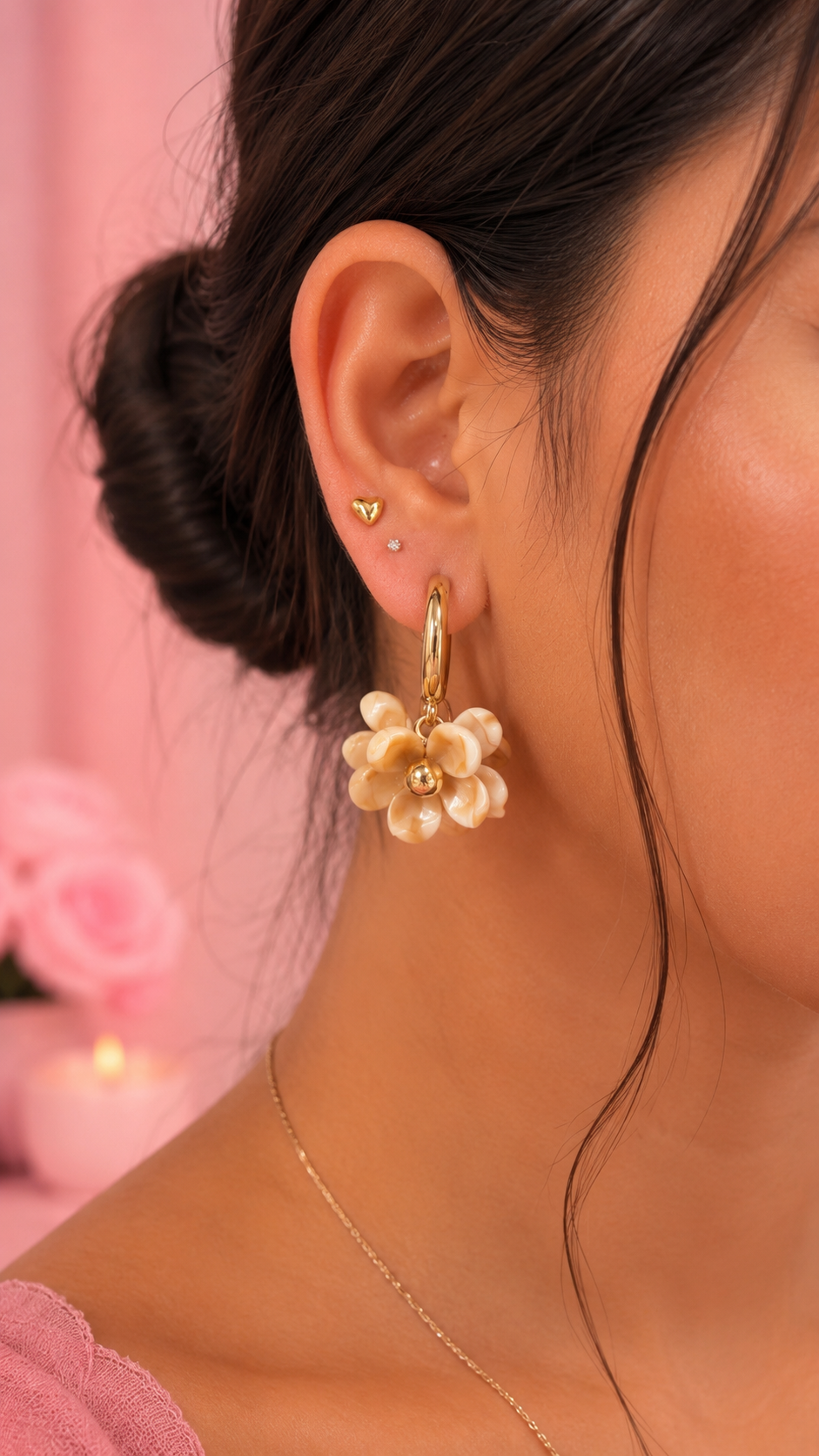 Pendientes Flores Beige