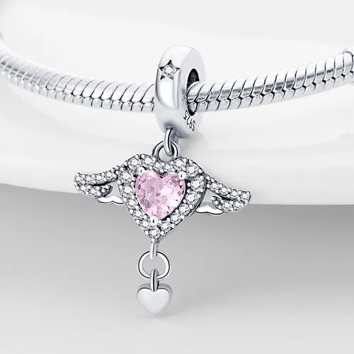 Charm Chapado Corazón Rosa Alas