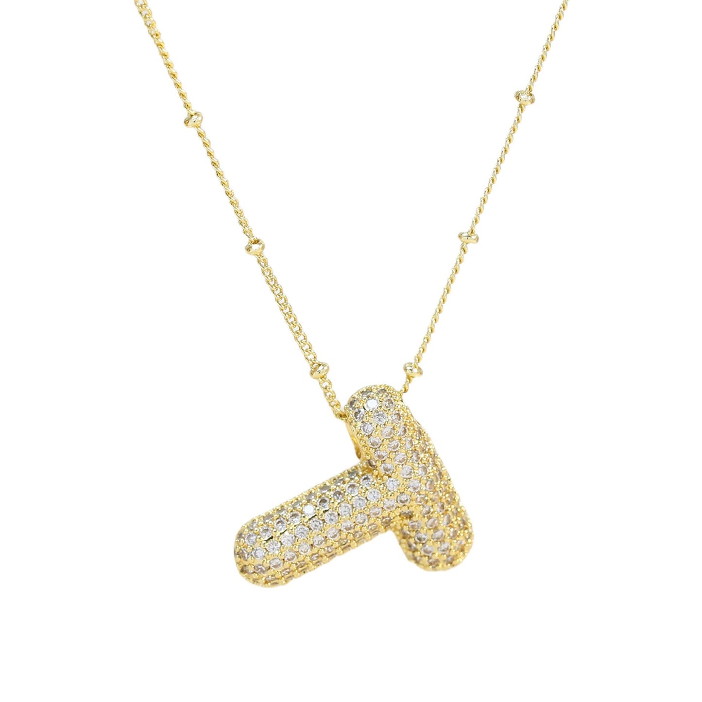 Collar Inicial Grande Brillos Oro Laminado