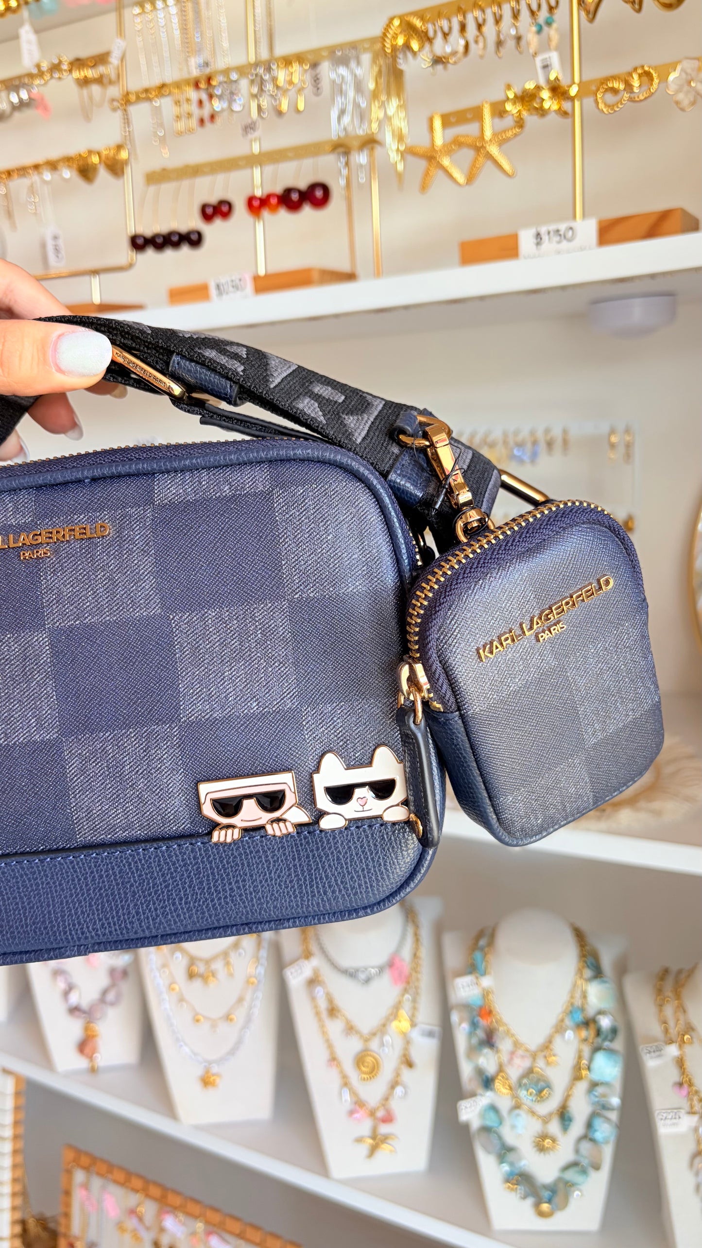 Bolsa Dama Azul Cuadros Karl Lagerfeld