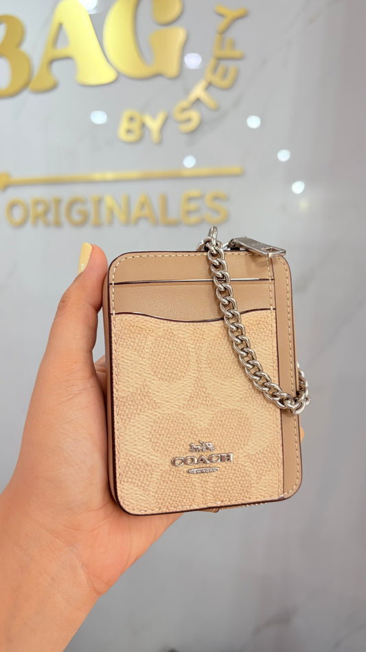 Zip Card Case Beige Y Caqui Coach