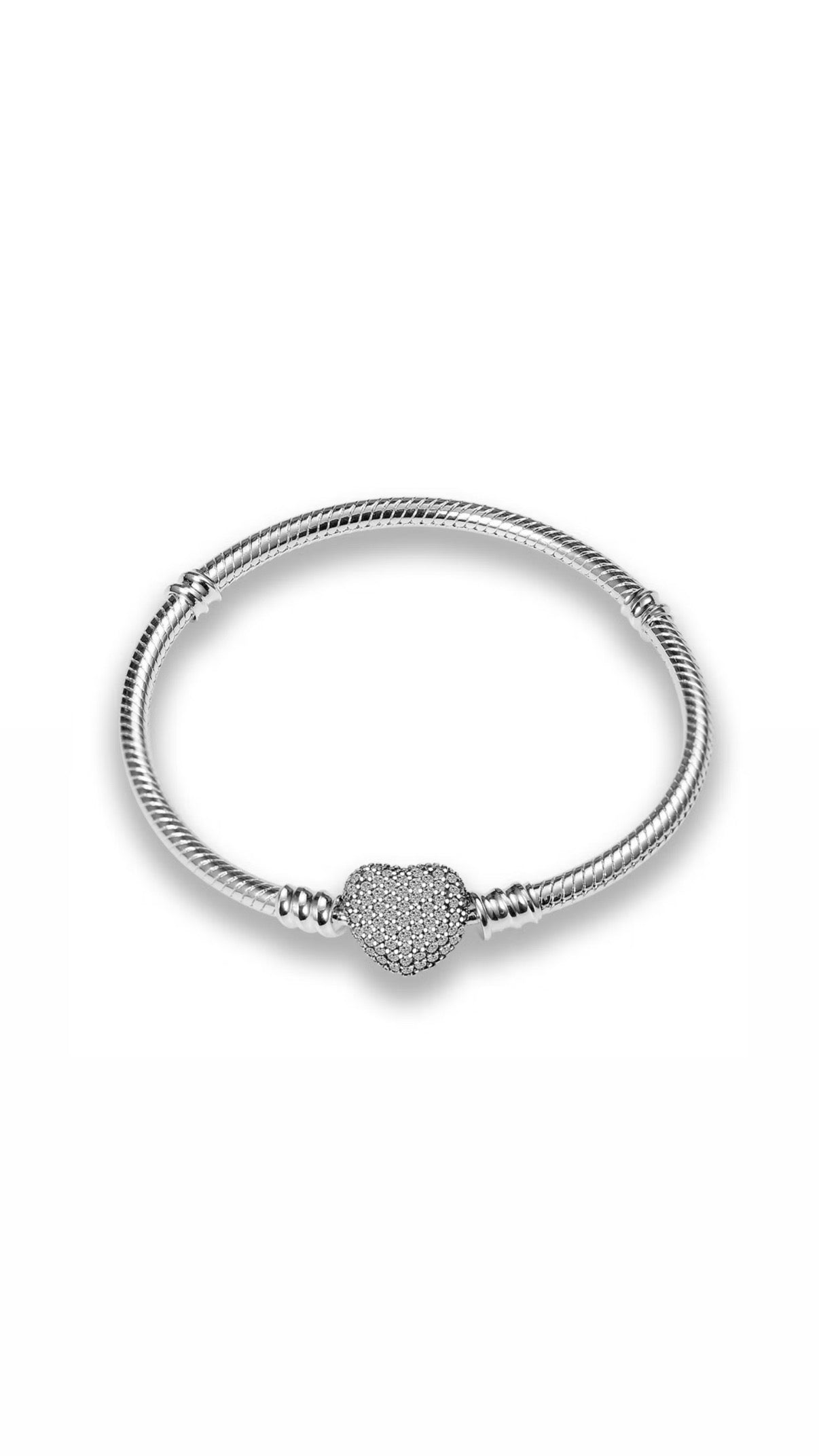 Pulsera Chapada En Plata Corazón Con Brillos