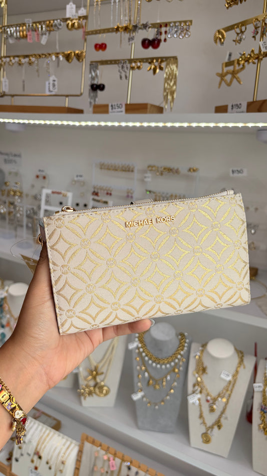 Cartera Dama Blanco Y Dorado Michael Kors