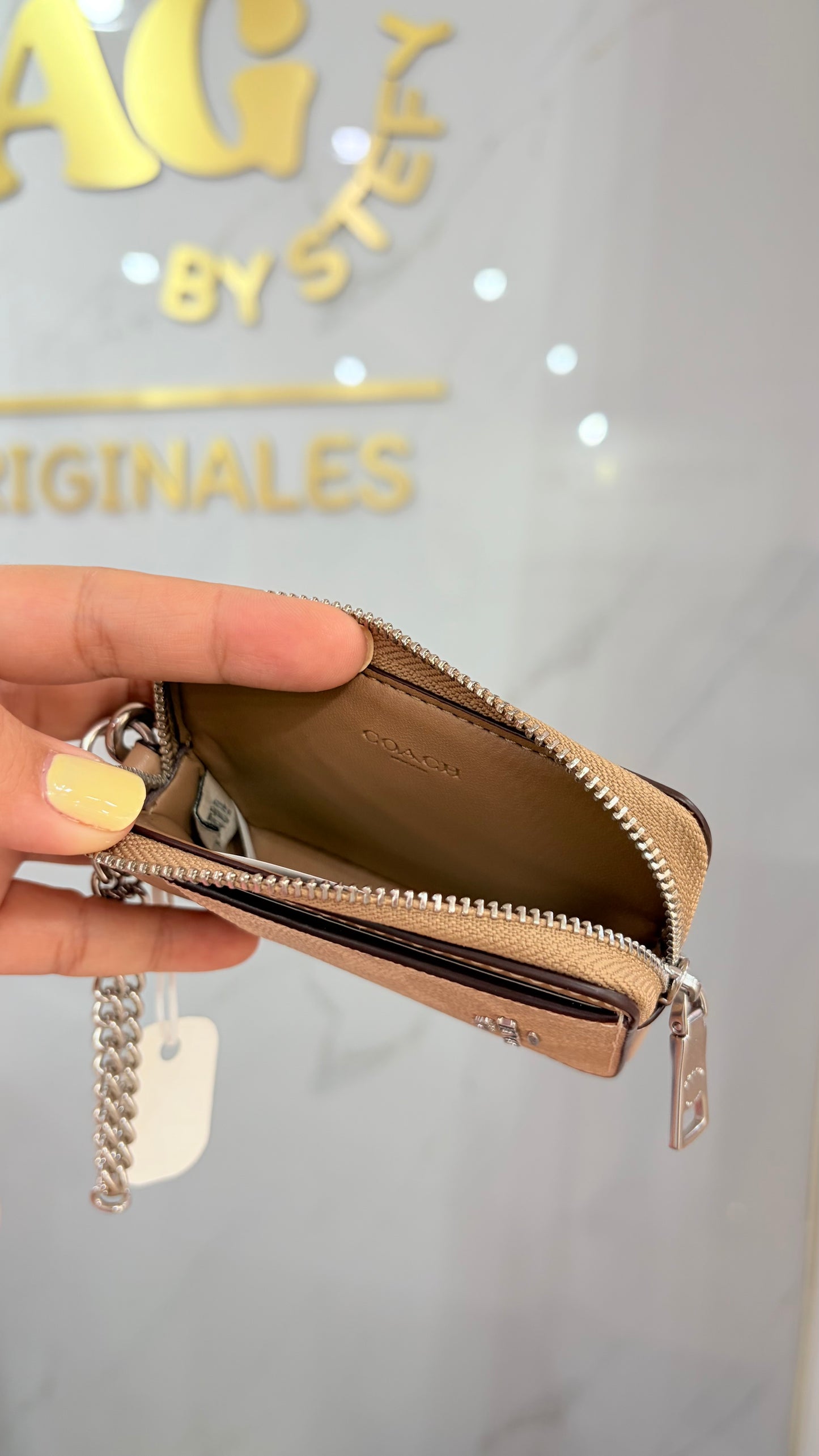 Zip Card Case Beige Y Caqui Coach