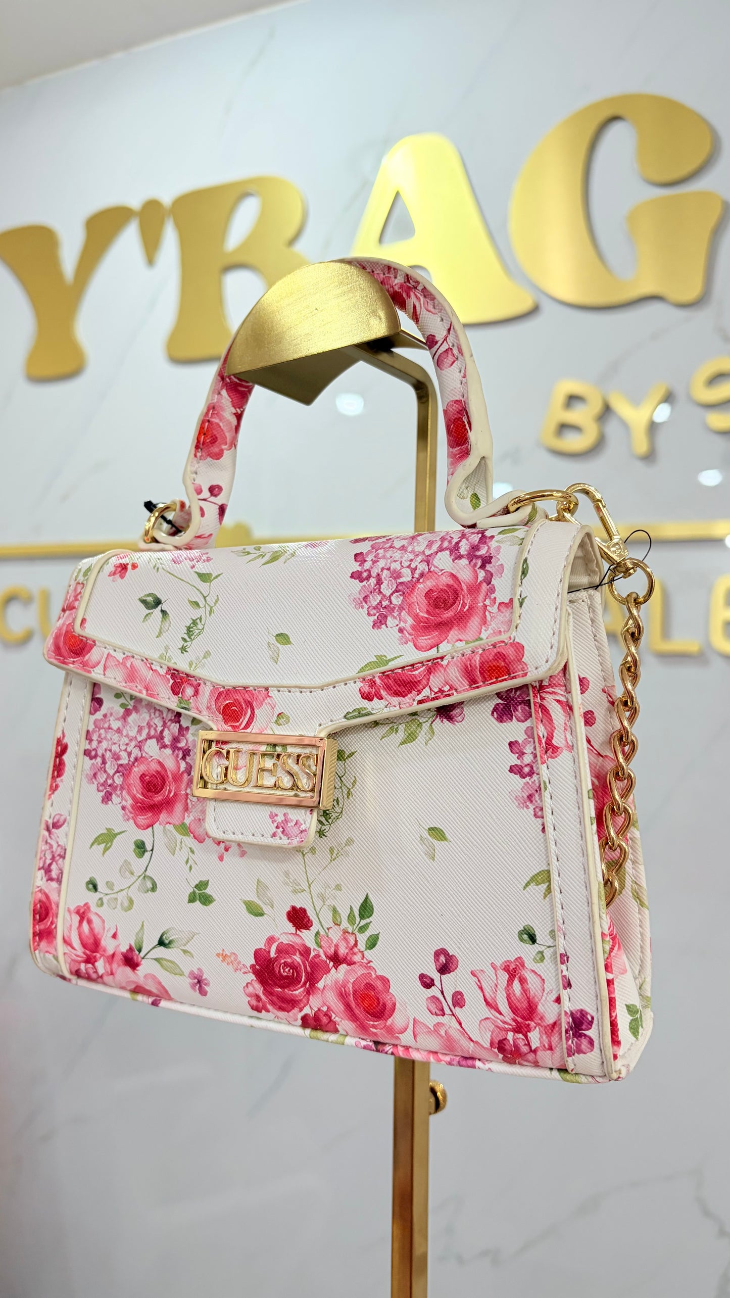 Bolsa Dama Crossbody Blanca Con Flores Guess