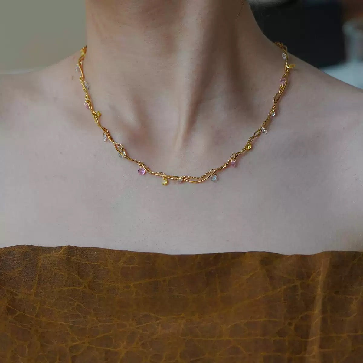 Collar Piedras De Colores