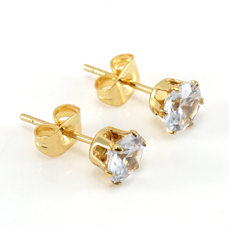 Aretes Mini Piedras Blancas