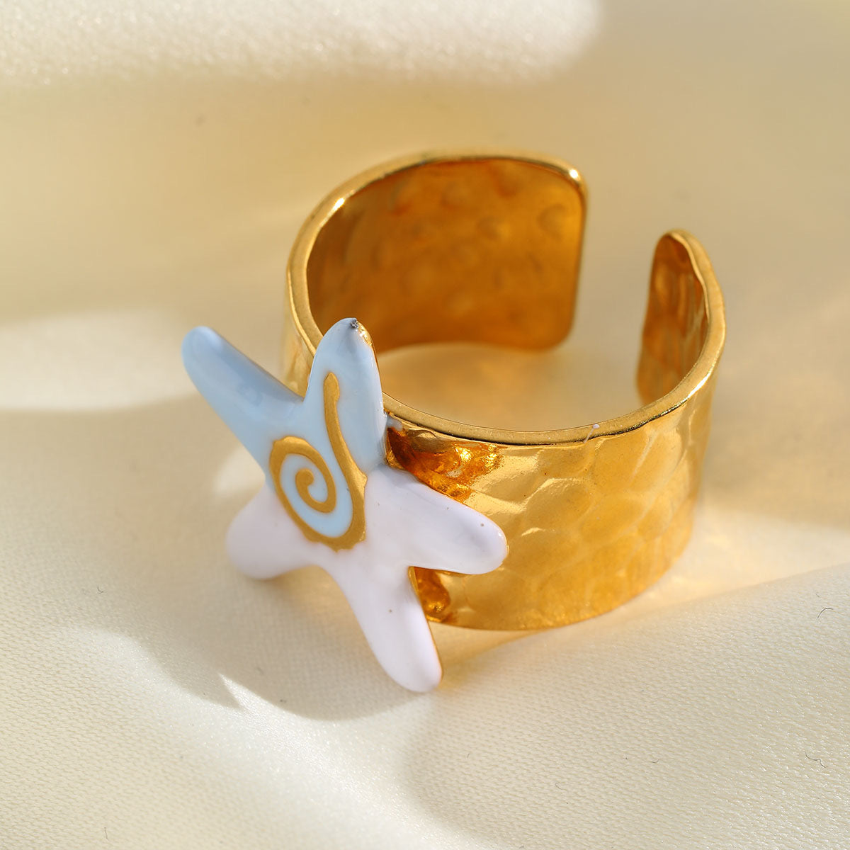 Anillo Estrella Azul Y Blanco