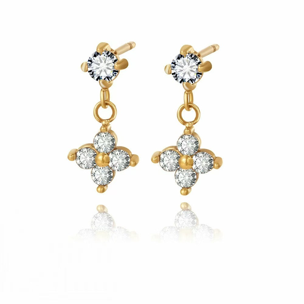 Pendientes Flor Piedras Blancas Mini