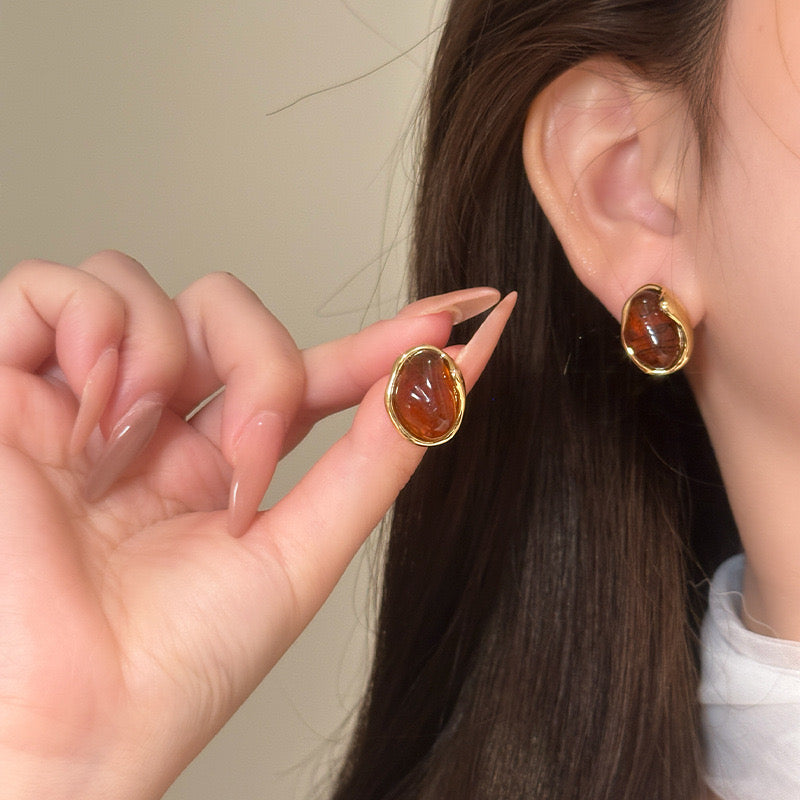 Aretes Ovalados Tipo Ámbar