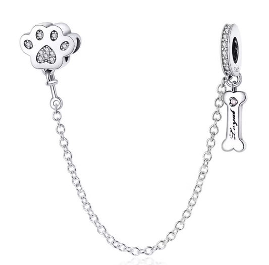 Charm Chapado Cadena Huellita Y Hueso