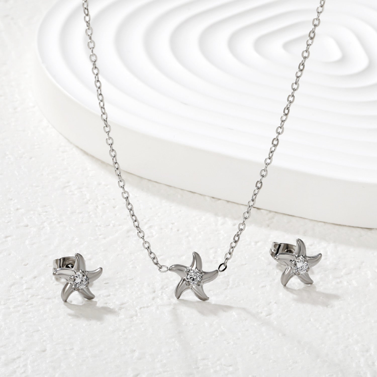 Set Collar Y Aretes Mini Estrella