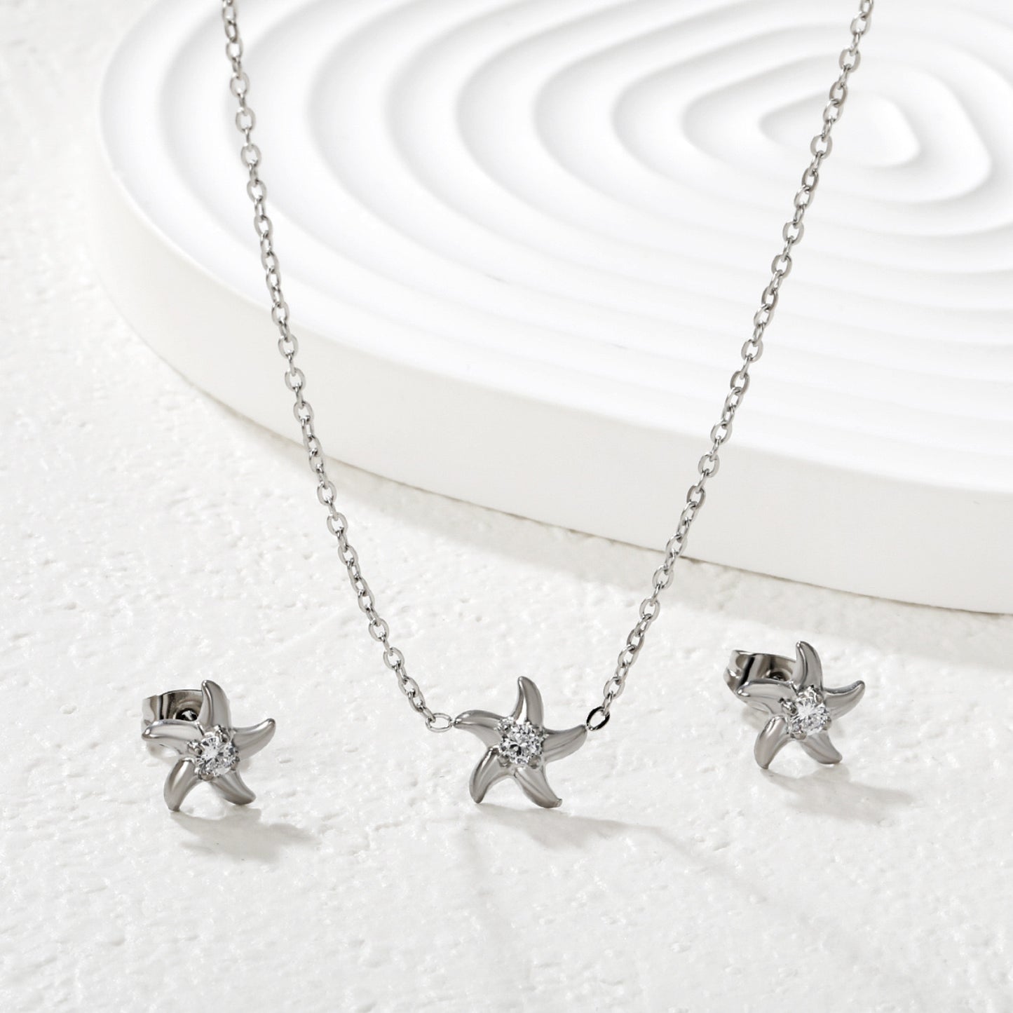 Set Collar Y Aretes Mini Estrella