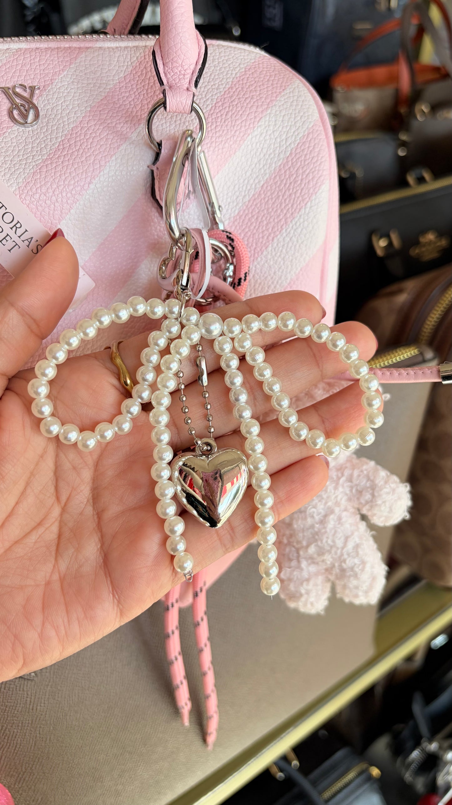Llavero maxi oso rosa y corazón