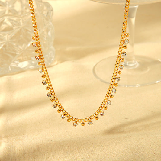 Collar Piedras Blancas Y Borlas